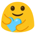 personas abrazándose + corazón azul claro