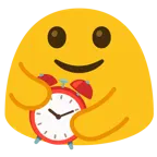 personas abrazándose + reloj despertador
