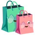 face with peeking eye + shopping bags