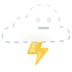 dotted line face + cloud with lightning