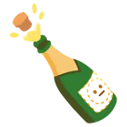 dotted line face + bottle with popping cork