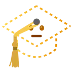 dotted line face + graduation cap
