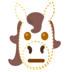 dotted line face + horse