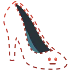 dotted line face + high-heeled shoe