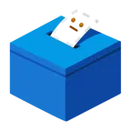 dotted line face + ballot box with ballot