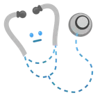 dotted line face + stethoscope