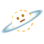 dotted line face + ringed planet
