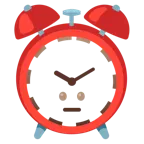 dotted line face + alarm clock