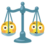 bilancia a doppio piatto + faccina imbarazzata