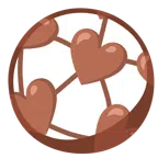 pallone da calcio + cuore marrone