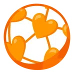 pallone da calcio + cuore arancione