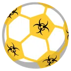 pallone da calcio + simbolo del rischio biologico