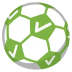 pallone da calcio + pulsante segno di spunta