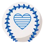 palla da baseball + cuore blu