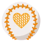 palla da baseball + cuore arancione