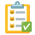 체크 표시 버튼 + 고양이 얼굴