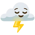 Wolke mit Blitz + erleichtertes Gesicht
