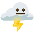 Wolke mit Blitz + neutrales Gesicht