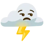 Wolke mit Blitz + verstimmtes Gesicht