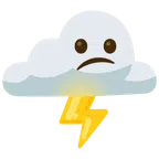 Wolke mit Blitz + verwundertes Gesicht