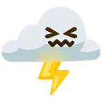 Wolke mit Blitz + verwirrtes Gesicht