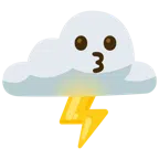 Wolke mit Blitz + küssendes Gesicht