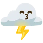 Wolke mit Blitz + küssendes Gesicht mit lächelnden Augen