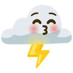 Wolke mit Blitz + küssendes Gesicht mit geschlossenen Augen