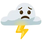 Wolke mit Blitz + besorgtes Gesicht