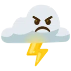 Wolke mit Blitz + verärgertes Gesicht