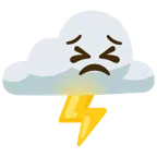 Wolke mit Blitz + entschlossenes Gesicht