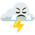 Wolke mit Blitz + schnaubendes Gesicht