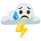 Wolke mit Blitz + trauriges aber erleichtertes Gesicht