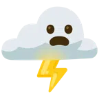 Wolke mit Blitz + entsetztes Gesicht