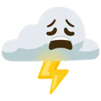 Wolke mit Blitz + erschöpftes Gesicht