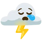 Wolke mit Blitz + schläfriges Gesicht