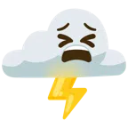 Wolke mit Blitz + müdes Gesicht