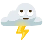 Wolke mit Blitz + Augen verdrehendes Gesicht