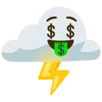 Wolke mit Blitz + Gesicht mit Dollarzeichen