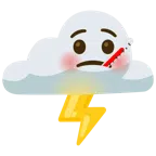 Wolke mit Blitz + Gesicht mit Fieberthermometer