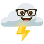 Wolke mit Blitz + Strebergesicht