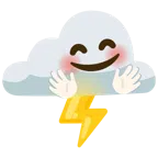 Wolke mit Blitz + Gesicht mit umarmenden Händen