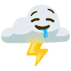 Wolke mit Blitz + sabberndes Gesicht