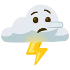 Wolke mit Blitz + lügendes Gesicht