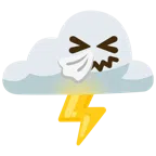 Wolke mit Blitz + niesendes Gesicht