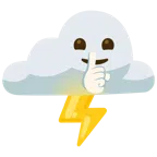 Wolke mit Blitz + ermahnendes Gesicht