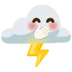 Wolke mit Blitz + verlegen kicherndes Gesicht