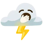 Wolke mit Blitz + gähnendes Gesicht