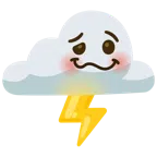 Wolke mit Blitz + schwindeliges Gesicht