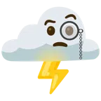 Wolke mit Blitz + Gesicht mit Monokel